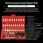 46pcs Car Repair Tool Kit, 1/4 Inch Drive Socket Ratchet Wrench Set,Combo Tools Kit Bicycle Auto Repairing Tool