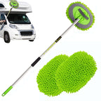 62" Car Wash Brush Kit With Long Handle, Scratch Mop Cleaning Mitt Suitable For Washing Cars Truck SUV RV Caravans And Household(2 X Mop Head)