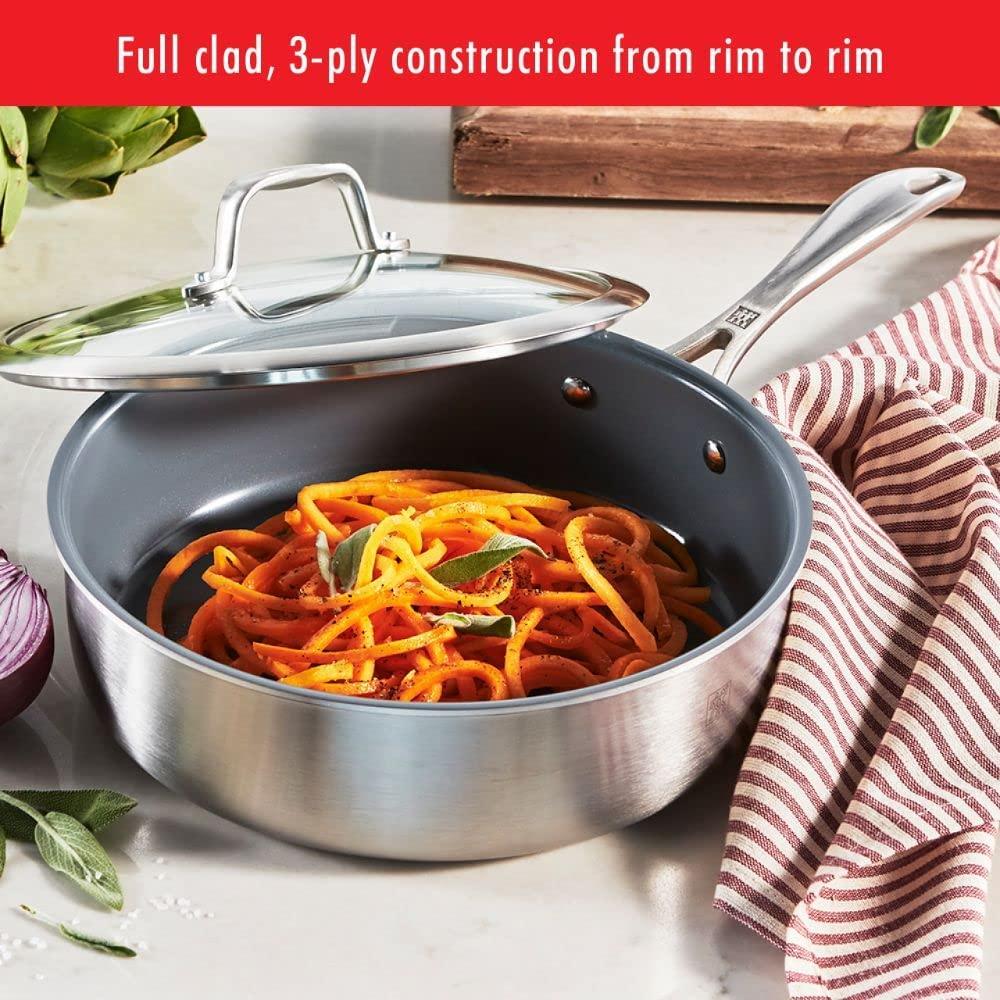 ZWILLING Spirit 3-ply 10-pc Stainless Steel Ceramic Nonstick Pots and Pans Set, Dutch Oven, Fry Pan