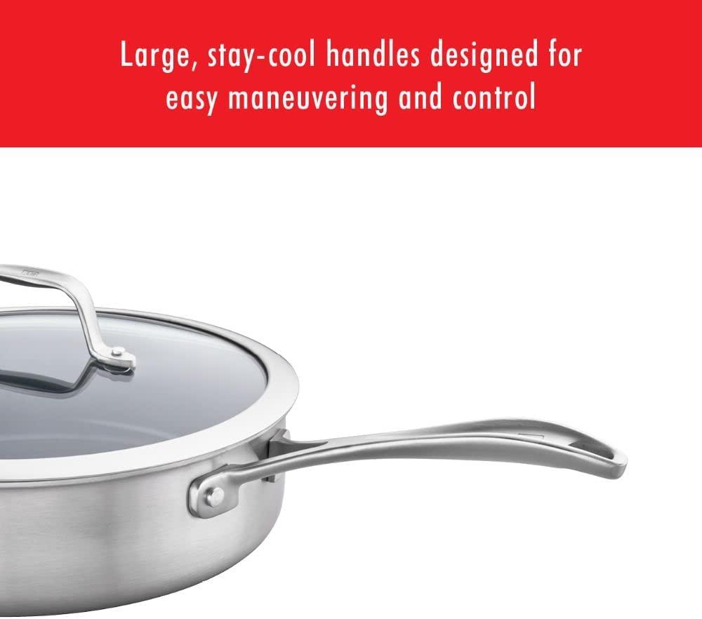 ZWILLING Spirit 3-ply 10-pc Stainless Steel Ceramic Nonstick Pots and Pans Set, Dutch Oven, Fry Pan