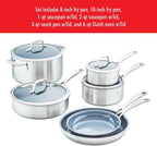 ZWILLING Spirit 3-ply 10-pc Stainless Steel Ceramic Nonstick Pots and Pans Set, Dutch Oven, Fry Pan