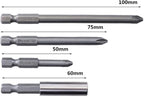 XFXCH 12PCS 1/4 Hexagon 50 75 100mm S2 Alloy Screwdriver Bit Magnetic Set PH Electric Screwdriver Bit Socket Tool Set Screwdriver set (Color : 17)