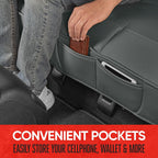 Motor Trend Seat Cover for Cars Trucks SUV, Faux Leather Rear Bench Gray Padded Car Seat Cover with Storage Pockets, Premium Interior Car Seat Cover