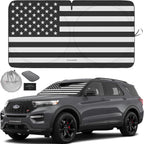 Autoamerics 1-Piece Windshield Sun Shade B&amp;W American Flag USA Patriotic  - Foldable Car Front Window Sunshade for Most Sedans SUV Truck - Blocks Max UV Rays and Keeps Your Vehicle Cool - Medium