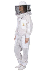 Ventilated Beekeeping Suit and Bee Family Stickers - YKK Metal Zippers - Men & Women - Total Protection - Self-Supporting Round Veil for Beekeepers - Easily Take On & Off - 8 Pockets (X-Large)