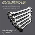 Tubing Ratchet Wrench Set, 180° Movable Flexible Head RatchetFix Tubing Two-Way Ratchet Wrench for Hand Maintain Repair Tool 8MM-19MM (12PCS)