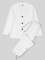 mens texture solid color button front cardigan basics two pieces outfits