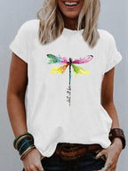 Printed Round Neck Short-sleeved T-shirt