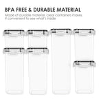 3/4/7pcs Plastic Airtight Food Containers For Kitchen Organization With Lids, 24 Labels, 1 Marker For Cereal And Flour StoraContainers PP Material