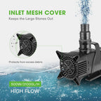 VIVOSUN 5284 GPH Submersible Water Pump, 400W Pond Pump, Ultra Quiet Aquarium Pump with 29.5FT Lift Height for Pond, Waterfall, Fish Tank, Statuary, Hydroponic