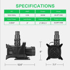 VIVOSUN 5284 GPH Submersible Water Pump, 400W Pond Pump, Ultra Quiet Aquarium Pump with 29.5FT Lift Height for Pond, Waterfall, Fish Tank, Statuary, Hydroponic
