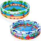 joyin 2 pack 47" baby pool, float kiddie pool, inflatable baby swimming pool with 3 rings, summer fun for children, indoor and outdoor water game play center for toddlers