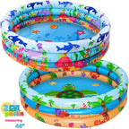 joyin 2 pack 47" baby pool, float kiddie pool, inflatable baby swimming pool with 3 rings, summer fun for children, indoor and outdoor water game play center for toddlers