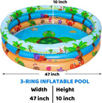 joyin 2 pack 47" baby pool, float kiddie pool, inflatable baby swimming pool with 3 rings, summer fun for children, indoor and outdoor water game play center for toddlers