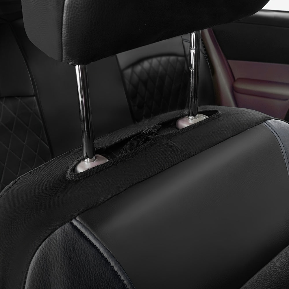 2pcs Car Front Seat Faux Leather Car Seat Covers, Car Seat Protector Covers, Removable Headrest Washable Car Seat Cover For Car, SUV, Van, Sedan
