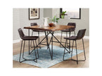 BM186174 Acacia Pub Table with Pointed Metal Legs, Brown &amp; Black - 36 x 48 x 48 in.