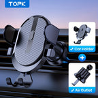 Car Phone Holder Mount, TOPK [2023 Upgrade Auto Locking] Universal Phone Holder With Hook Clip For Car Air Vent Compatible With  Samsung Etc.