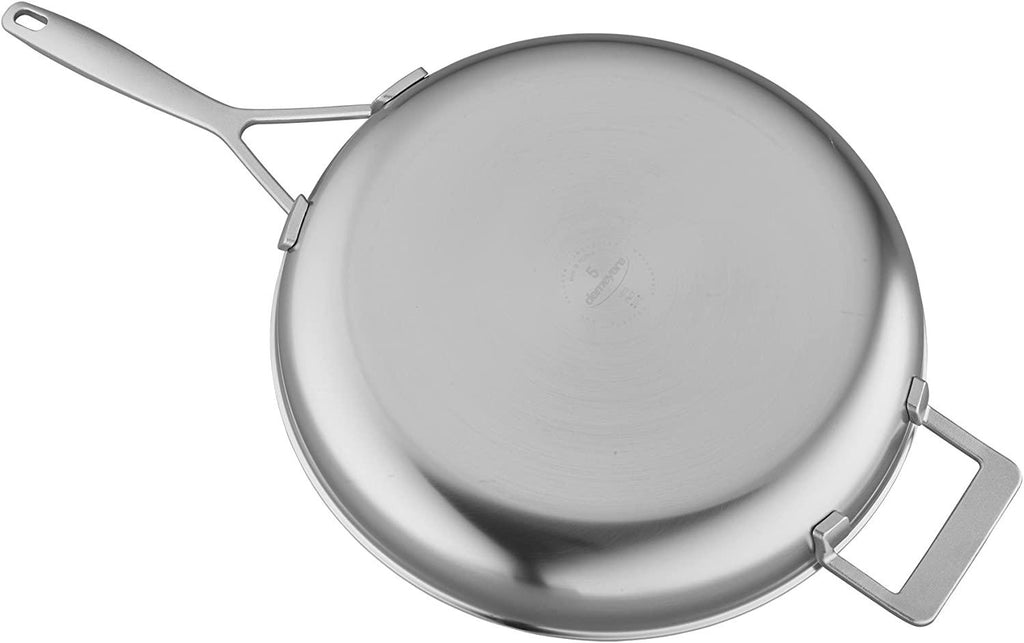 Demeyere Industry 5-Ply 12.5-inch Stainless Steel Fry Pan with Helper Handle