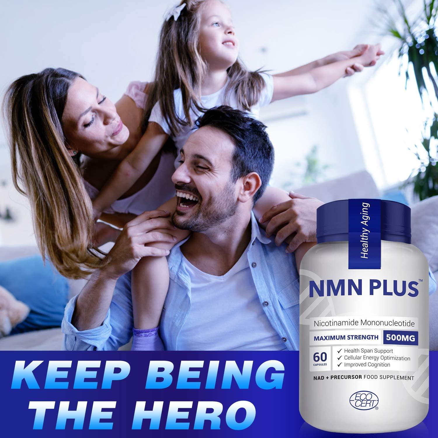 Maximum Strength NMN Capsules, 500mg, NAD+ Levels for Mental Performance & Anti Aging, 60 Capsules Nicotinamide Mononucleotide Supplement(600 Count(Pack of 10))