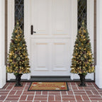 5 ft. Pre-Lit Flocked Pine Artificial Christmas Tree with 130 Warm White Lights (Set of 2)