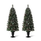 5 ft. Pre-Lit Flocked Pine Artificial Christmas Tree with 130 Warm White Lights (Set of 2)