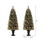 5 ft. Pre-Lit Flocked Pine Artificial Christmas Tree with 130 Warm White Lights (Set of 2)