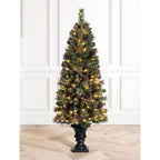 5 ft. Pre-Lit Flocked Pine Artificial Christmas Tree with 130 Warm White Lights (Set of 2)