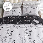 Lekesky Reversible Duvet Cover King Size, White Black Tree Branch Pattern Comforter Cover King 3pc Super Soft Microfiber Breathable Botanical Bedding Sets with Zipper Ties