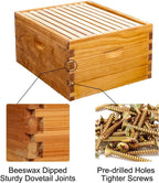 Honey Lake 10-Frame Bee Hives and Supplies Starter Kit, Beeswax Coated Beehive Starter Kit Including Beekeeping Supplies Tools Set with Bee Hat Veil