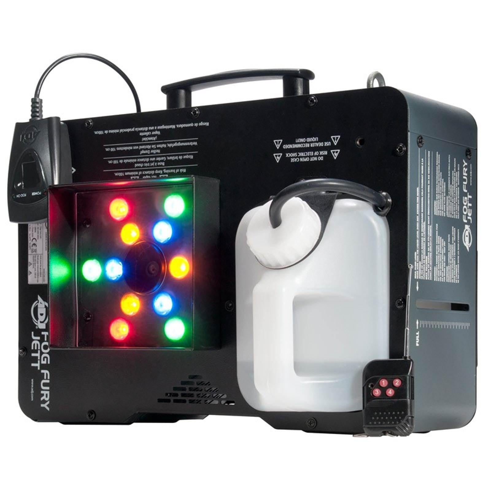 AMERICAN DJ Fog Fury Jett Fog Machine & LED Light Effect w/ Remote + HDF Fluid