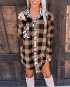 plaid cheetah print stitching jacket