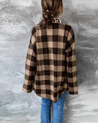 plaid cheetah print stitching jacket