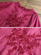Ladies Round Neck Cotton Embroidered Casual Short-sleeved Blouse