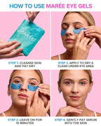 Maree Eye Gel Pads - Reduce Wrinkles, Puffy Eyes, Dark Circles, Eye Bags - Natural Marine Collagen Eye Gels with Hyaluronic HA - Anti Aging Eye Mask Patches &amp; Face Moisturizer