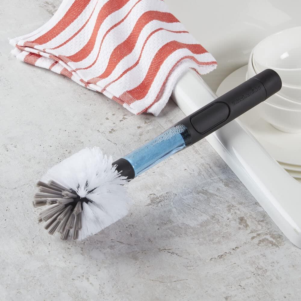 KitchenAid Soap Dispensing Bottle Brush, one size, Black/White