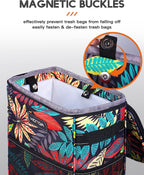 HOTOR Car Trash Can, Multifunctional &amp; Fashionable Car Accessory for Interior Use, Waterproof &amp; Leakproof Car Organizer and Storage Bag with Adjustable Straps, Magnetic Buckles (Colorful Leaves)