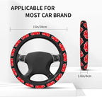 LYEXOPB Anime Steering Wheel Cover Anime Car Accessories for Men Women with Keychains, 15 Inch Anti-Slip Car Steering Wheel Covers Universal Fit