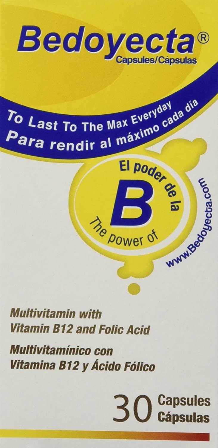 Bedoyecta Multivitamin Contains Iron, Folic Acid, Vitamin C, B1, B2, B9, and B12, 30 Count - Set of 10