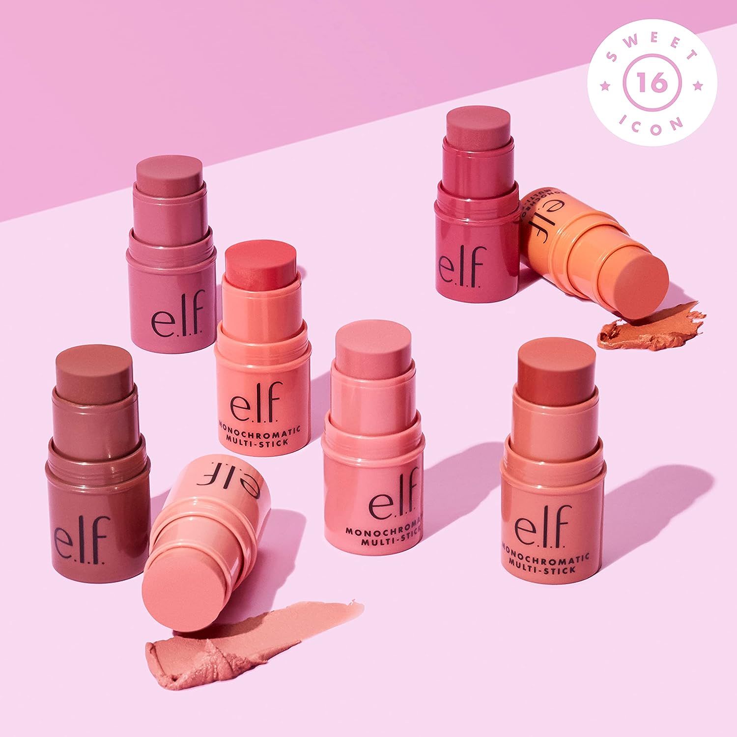 e.l.f. Monochromatic Multi Stick, Luxuriously Creamy &amp; Blendable Color, For Eyes, Lips &amp; Cheeks, Glimmering Guava, 0.155 Oz (4.4g)