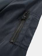 mens letter print applique zip front baseball collar casual double-faced jackets