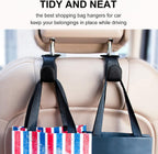 EldHus Headrest Hooks for Purses and Bags, 2 Pack Seat Hooks for Grocery Bag Handbag, Metal Car Purse Holder Covered by Leather