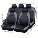 Upgrade Your Car Seats With Our Deluxe Quilted Faux Leather 5-Seat Cover - Universal Fit!