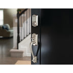 Camelot Satin Nickel Sense Smart Door Lock with Left Handed Flair Lever Door Handleset