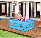 Zcm Inflatable Pool Rectangular Inflatable Swimming Pool Family Home Outdoor Backyard Summer Pool Water Party for Kids Infant Swimming (Color : 130CM 3 Layer)