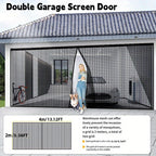 Double GaraScreen Door, 13*6.56FT Magentic GaraDoor Net For 2 Car GaraDoor Screen, Fiberglass GaraScreen Cover Kit, Magnets And Weighted