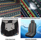 Pariitadin Baja Saddle Blanket Car Seat Covers Full Set with Seat Belt Pads, Washable Breathable Striped Woven Cloth Seat Covers for Cars Interior, Universal Fit Most Cars, Airbag Compatible, Red/Blue