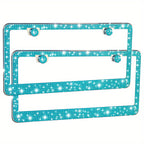 2pcs Luxurious Bling License Plate Frames - Handcrafted  Steel Frames with Artificial Diamonds - Sparkly Car License Plate Cover