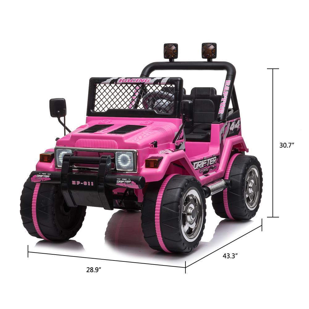 Ktaxon Kids Ride On Car Electric Stroller Double Drive Rechargeable 12V Battery Powered w/ RC Remote Control, MP3 Player, LED Lights, 3 Speed - Pink