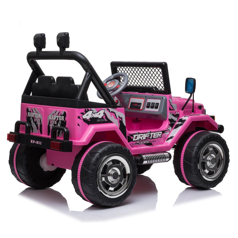 Ktaxon Kids Ride On Car Electric Stroller Double Drive Rechargeable 12V Battery Powered w/ RC Remote Control, MP3 Player, LED Lights, 3 Speed - Pink