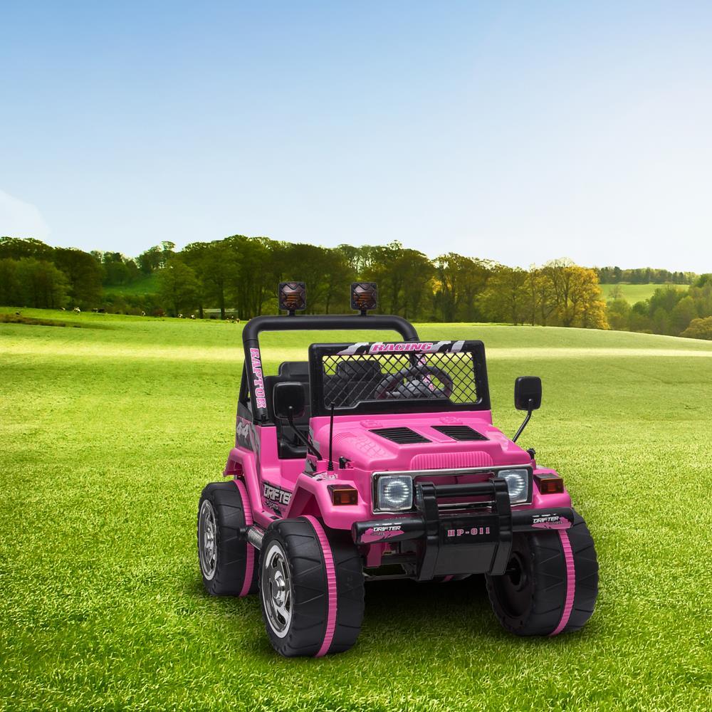 Ktaxon Kids Ride On Car Electric Stroller Double Drive Rechargeable 12V Battery Powered w/ RC Remote Control, MP3 Player, LED Lights, 3 Speed - Pink
